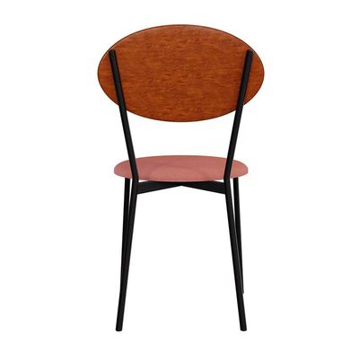 Conjunto com 4 Cadeiras Elipse Poliéster Rosa e Caramelo com Preto