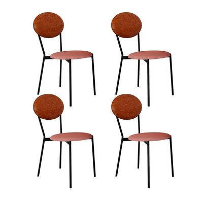 Conjunto com 4 Cadeiras Elipse Poliéster Rosa e Caramelo com Preto