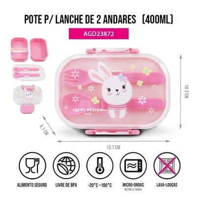 Kit Potes P/ Lanches De 2 Andares Infantil 400ml - Jacki Design Modelo 3