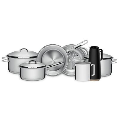 Jogo Panelas Tramontina Inox 7 Peças Fundo Triplo
