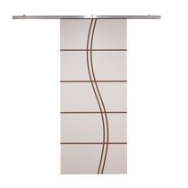 Porta De Correr Branco Prime Frisada Kit Alumínio Fs Duplo - 210x110