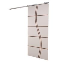 Porta De Correr Branco Prime Frisada Kit Alumínio Fs Duplo - 210x110