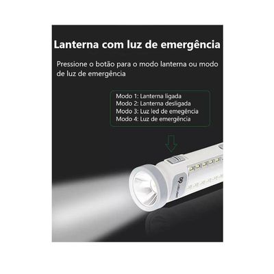 Lanterna Led Recarregável 1300mah Portátil Emergência Bivolt