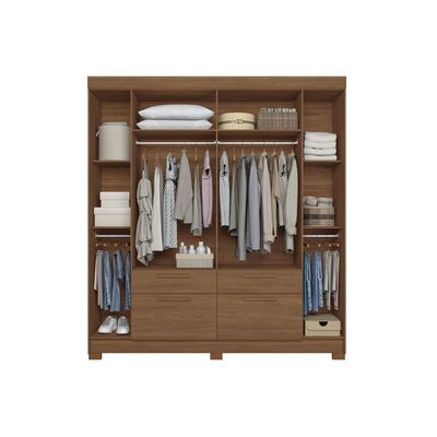 Guarda Roupa Casal 6 Portas (2 c/ Espelho) e 4 Gavetas c/ Pés Guarapuava 6.4 Jatobá - Santos Andirá