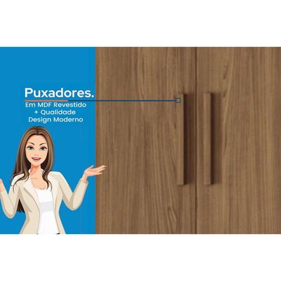Guarda Roupa Casal 6 Portas (2 c/ Espelho) e 4 Gavetas c/ Pés Guarapuava 6.4 Jatobá - Santos Andirá