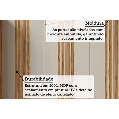 Armário Aéreo p/ Cozinha Sauvignon c/ 2 Portas Canelada 80cm Amendoa/Off White - Ronipa