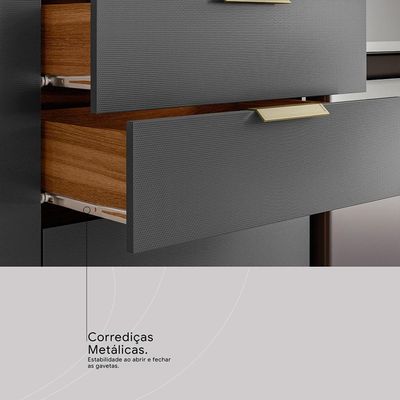 Cozinha Compacta Alba 8 Portas 2 Gavetas Amêndola e Grafite
