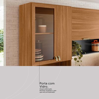 Cozinha Compacta Alba 8 Portas 2 Gavetas Amêndola e Grafite