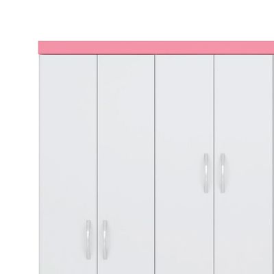 Guarda-Roupa Solteiro Sória Flex 6 Portas 2 Gavetas Branco e Rosa