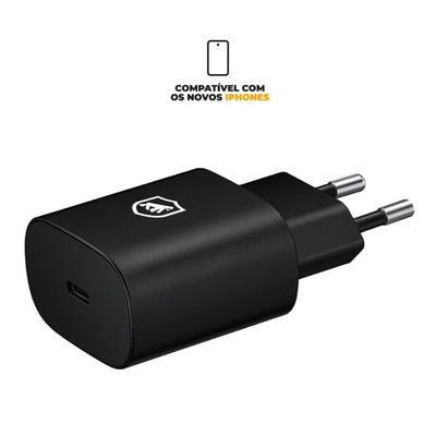 Carregador Turbo Tipo C - Qc 3.0 - Até 25w - Preto - Gshield