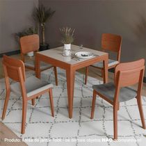 Mesa De Jantar Tock 80cm Extensível 1,60m Em Madeira Maciça Imbuia Tampo Vidro Off White