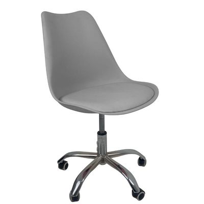 Kit 4 Cadeiras Office Base Cromada Com Rodizio Giratória Saarinen Cinza