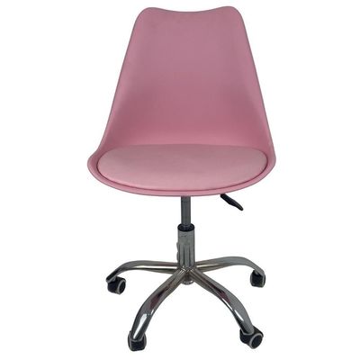 Kit 3 Cadeiras Office Base Cromada Com Rodizio Giratória Saarinen Rosa