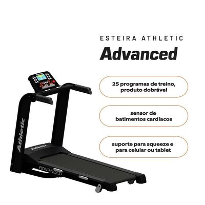 Esteira Elétrica Athletic Advanced 16km/h Suporta 130kg Residencial Dobrável 220V