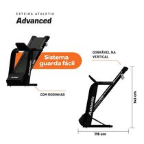 Esteira Elétrica Athletic Advanced 16km/h Suporta 130kg Residencial Dobrável 110V