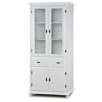 Cristaleira De Vidro E Madeira Antique Com 4 Portas E 1 Gaveta - 308 Cor (me) Laca Amêndoa