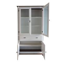 Cristaleira De Vidro E Madeira Antique Com 4 Portas E 1 Gaveta - 308 Cor (me) Laca Amêndoa