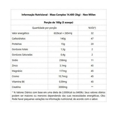 Mass Complex 14.400 3kg Sabor Baunilha