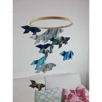 Móbile Berço Bebê Infantil Quarto Peixes Coloridos Origami