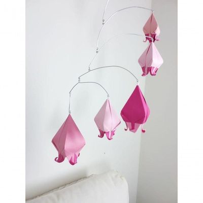 Móbile Berço Bebê Infantil Quarto Flores Rosas Campânulas