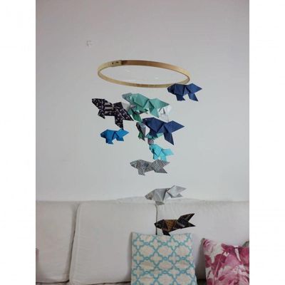 Móbile Berço Bebê Infantil Quarto Peixes Coloridos Origami