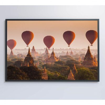 Quadro Decorativo Balões Sobre Bagan Mianmar Medidas 40x60 Cm Tipo De Impressão Tecido Canvas
