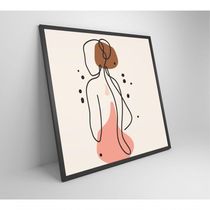 Quadro Feminino Silhueta Costas Artística Contínua Medidas 40x40 Cm Impressão Adesivo Fotográfico