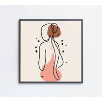 Quadro Feminino Silhueta Costas Artística Contínua Medidas 40x40 Cm Impressão Adesivo Fotográfico