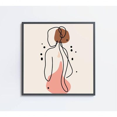 Quadro Feminino Silhueta Costas Artística Contínua Medidas 40x40 Cm Impressão Adesivo Fotográfico