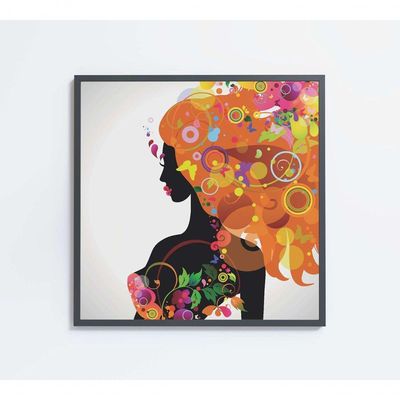 Quadro Desenho Mulher Colorida Medidas 40x40 Cm Impressão Adesivo Fotográfico