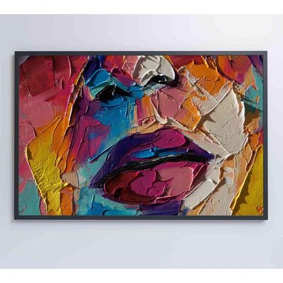 Quadro Pintura óleo De Rosto Feminino Medidas 60x40 Cm Impressão Tecido Canvas
