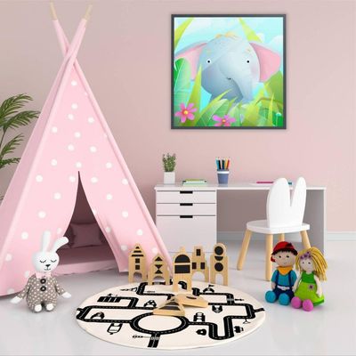 Quadro Infantil Elefante Medidas 60x60 Cm Impressão Adesivo Fotográfico