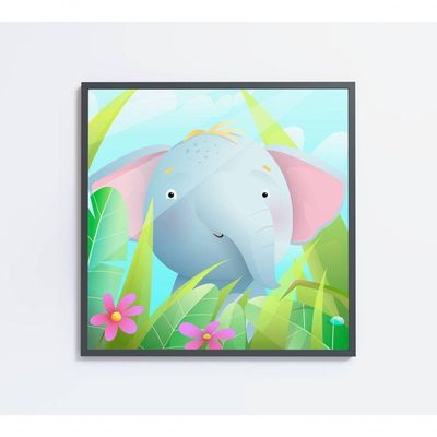 Quadro Infantil Elefante Medidas 60x60 Cm Impressão Adesivo Fotográfico
