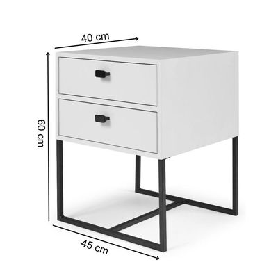 Mesa Cabeceira Medelim 2 Gavetas Branco