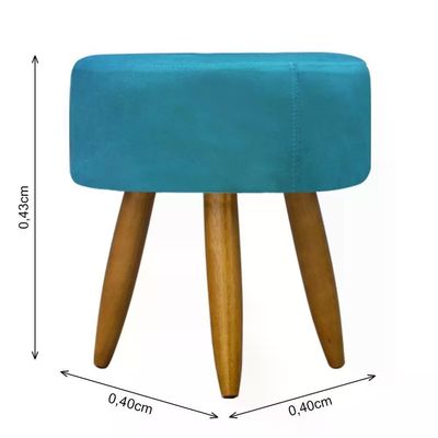 Puff Decorativo Redondo - Azul Turquesa Azul Turquesa