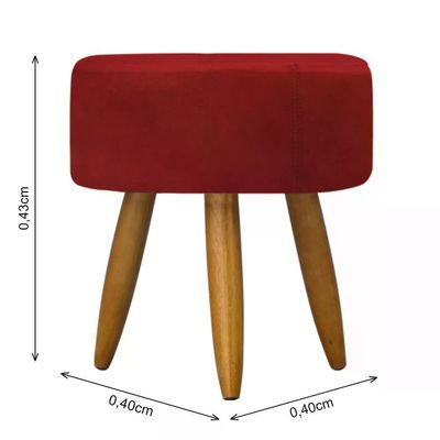 Kit 02 Puff Decorativo Redondo - Vermelho Vermelho