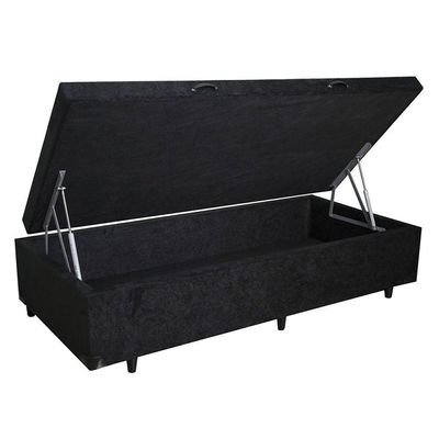 Cama Box Baú Solteirão Homequeen Suede Preto 41x96x203