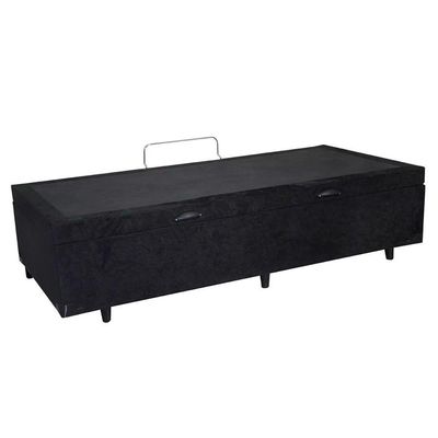 Cama Box Baú Solteirão Homequeen Suede Preto 41x96x203