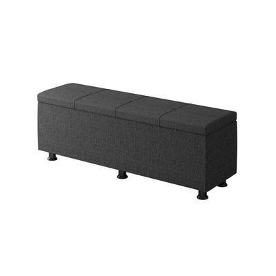 Baú Sapateira Estofada Casal Queen Size 160 Cm Marte Linho Skybox Preto