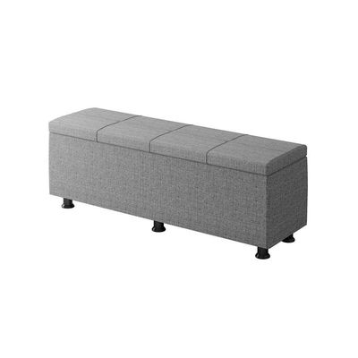 Baú Sapateira Estofada Casal 140 Cm Marte Linho Skybox Cor Cinza