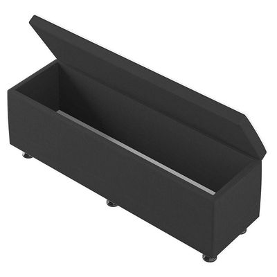 Baú Sapateira Estofada Casal King Size 195 Cm Marte Linho Skybox Preto