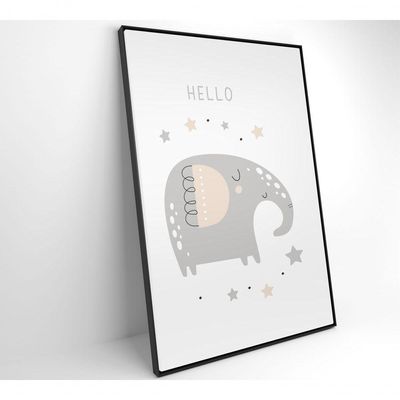Quadro Infantil Hello Elefante Medidas 80x120 Cm Impressão Tecido Canvas