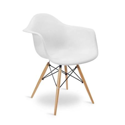 Kit 06 Cadeira Eiffel Com Braço - Branco Branco