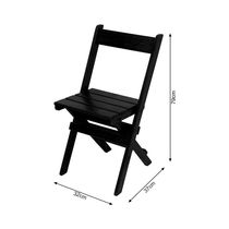 Kit 4 Conjuntos Mesa Redondo 70cm Dobrável Com 4 Cadeiras Em Madeira Maciça - Preto - Preto