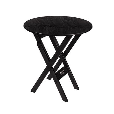 Kit 4 Conjuntos Mesa Redondo 70cm Dobrável Com 4 Cadeiras Em Madeira Maciça - Preto - Preto