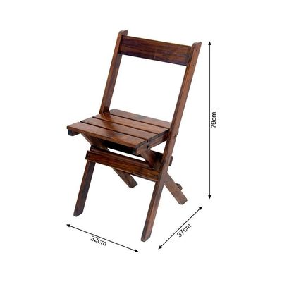 Kit 6 Conjuntos De Mesa Dobrável 60x60cm Com 4 Cadeiras Em Madeira Maciça - Imbuia - Marrom
