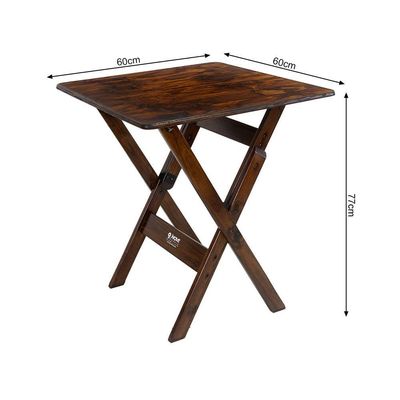 Kit 8 Conjuntos De Mesa Dobrável 60x60cm Com 4 Cadeiras Em Madeira Maciça - Imbuia - Marrom