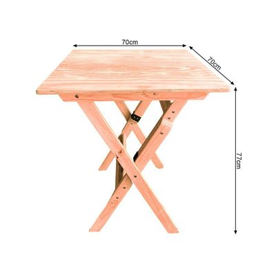 Kit 6 Conjuntos Mesa Dobrável 70x70cm Para Bar Com 4 Cadeiras Em Madeira Maciça - Cru - Bege