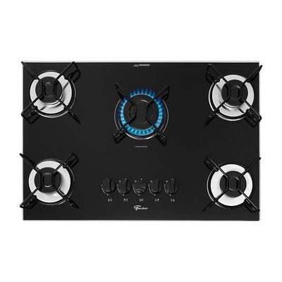 Cooktop A Gás 5 Bocas Fit Line Fischer Preto Bivolt