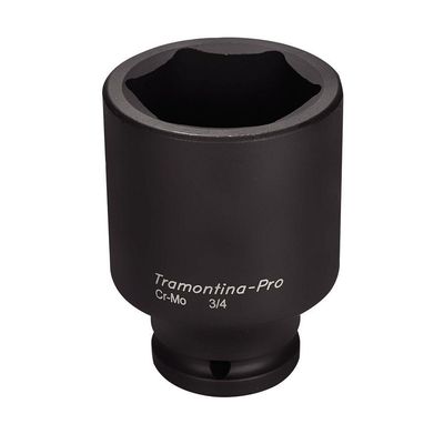 Soquete Impacto Sextavado Longo Aço Cromo Molibdênio 50mm Encaixe 3-4pol Tramontina Pro Tramontina
